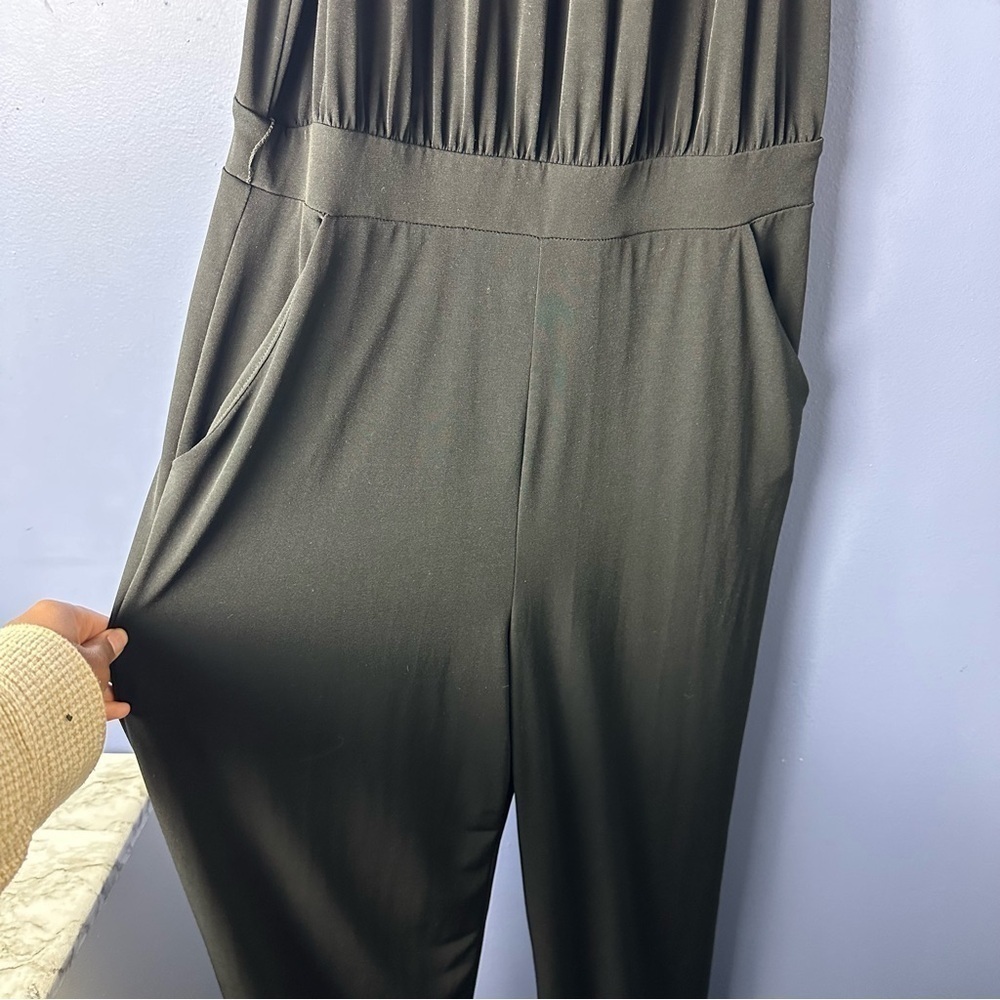 New York and Company Stretch Black Open Back Halter Jumpsuit - Picture 8 of 9